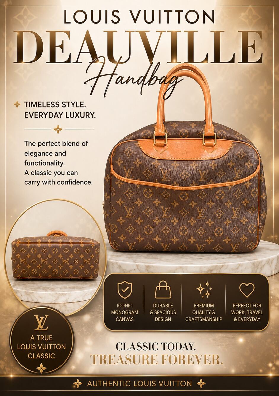 LS003 Louis Vuitton Monogram Deauville Travel Bag*GREAT condition